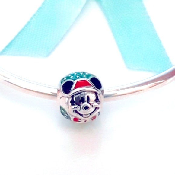 Christmas Mickey charm S925 Sterling Silver - Picture 1 of 4